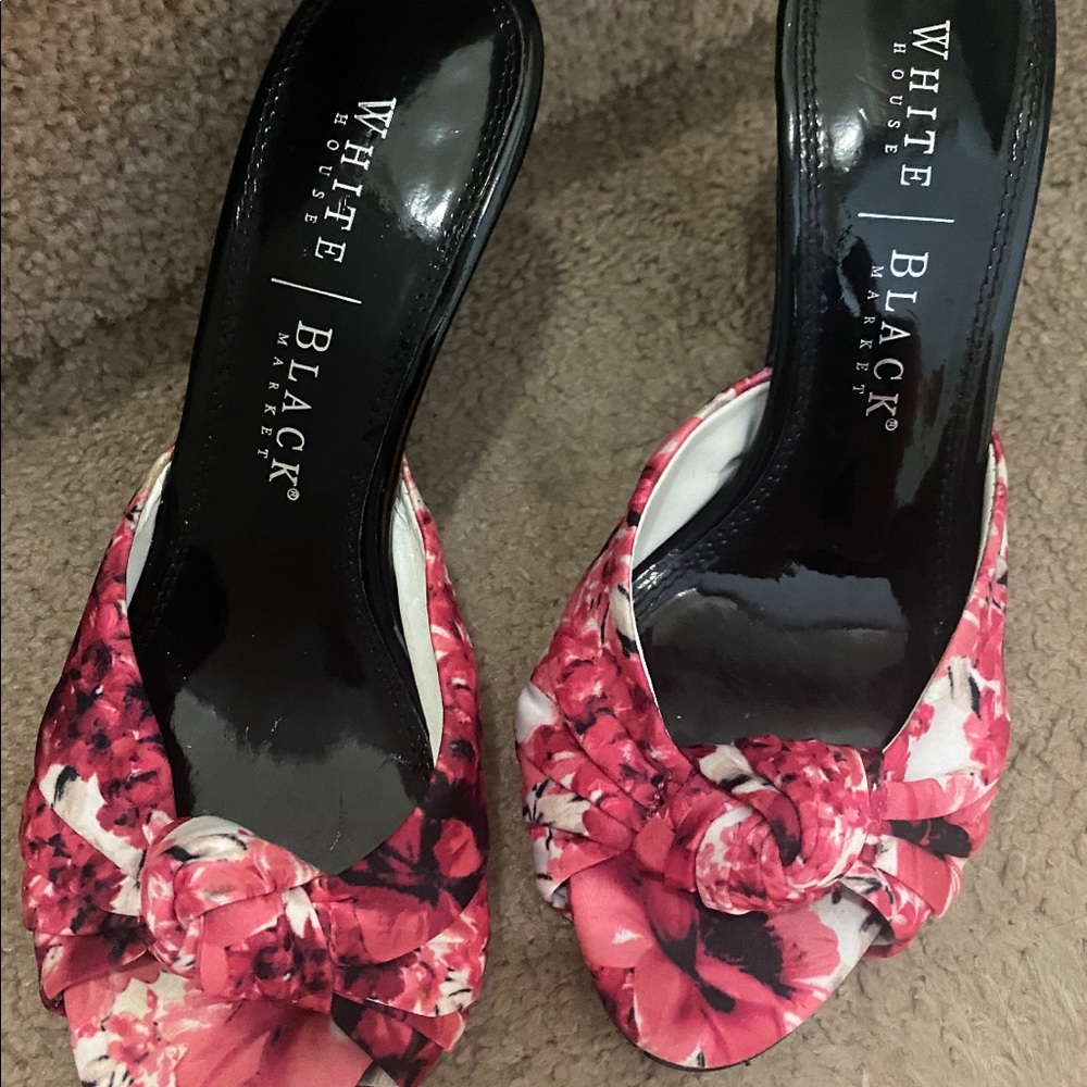 White House Black Market Floral Heel Shoes